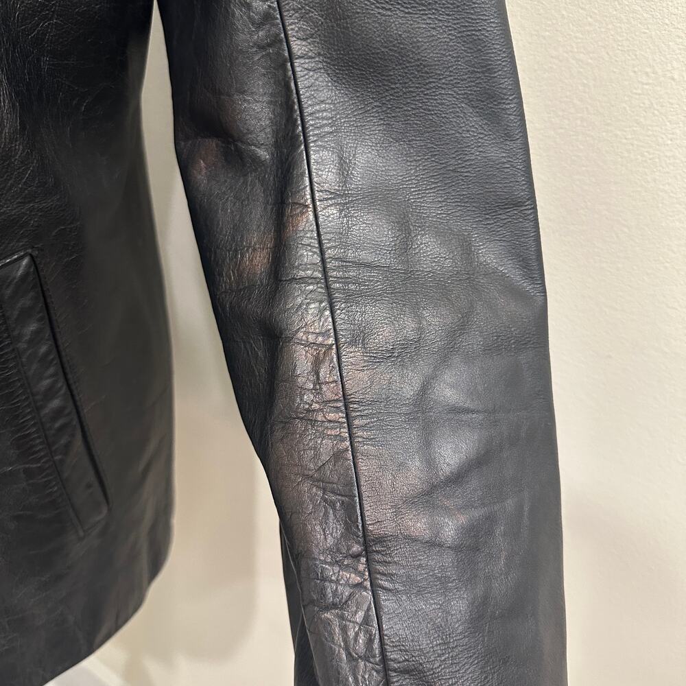 Vintage Y2K J. Crew Black Leather Shacket Minimalist Preppy Heritage Old‎ Money - Picture 9 of 16